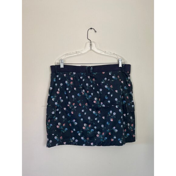 NWT Lee Womens Size 16 Navy Blue Regular Fit Mid Rise Skort Flowers Slit Pockets - Picture 2 of 5